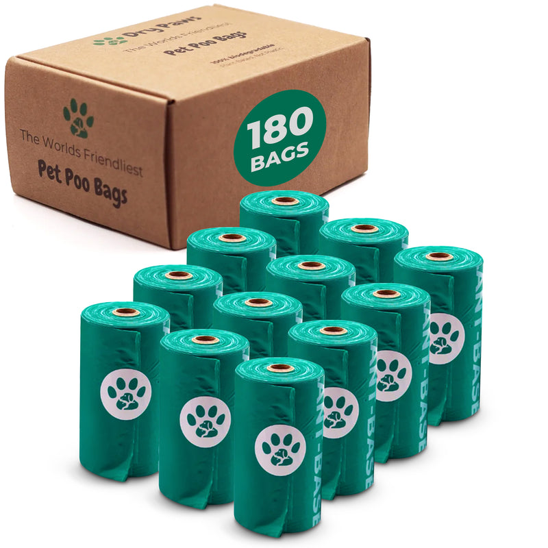 180 Biodegradable Plant Based Pet Poo Bags - 12 Rolls